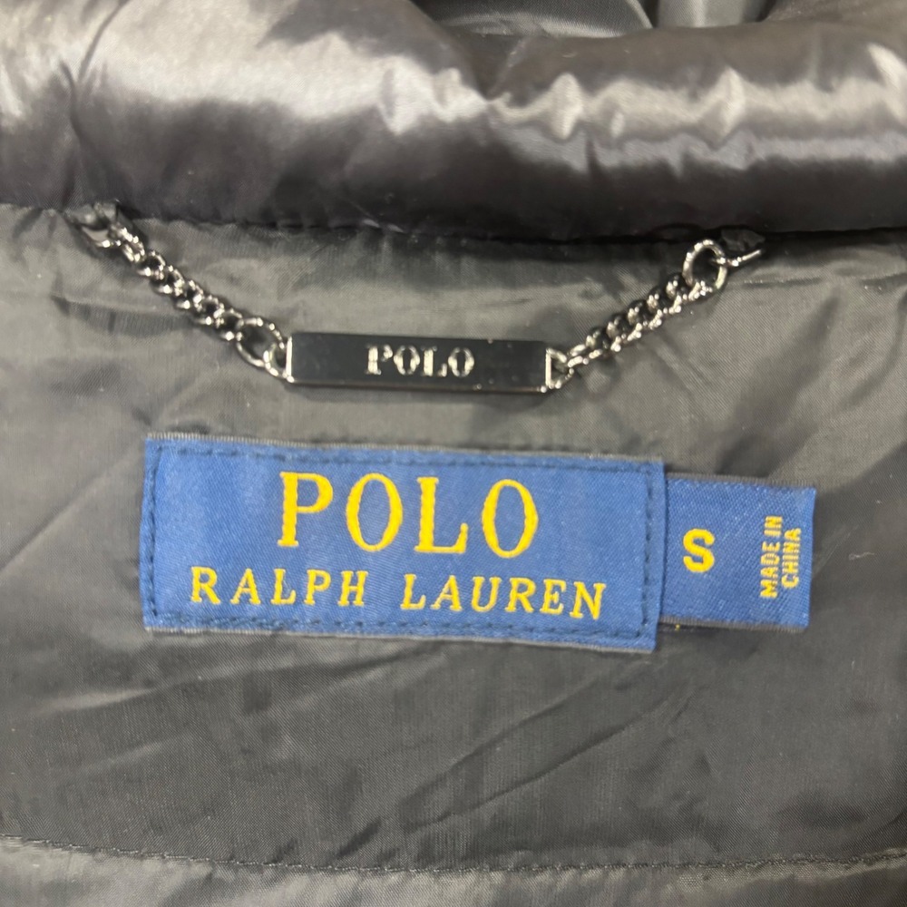 Polo Ralph Lauren Black Duck Down Fill Puffer Coat Faux Fur Hood Womens Small - Picture 6 of 11